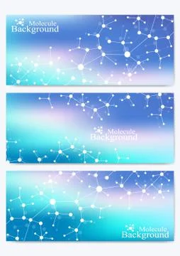 Modern set of vector banners. Geometric abstract presentation. Molecule DNA and Stock Illustration
