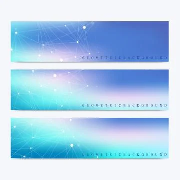 Modern set of vector banners. Geometric abstract presentation. Molecule DNA and Stock Illustration