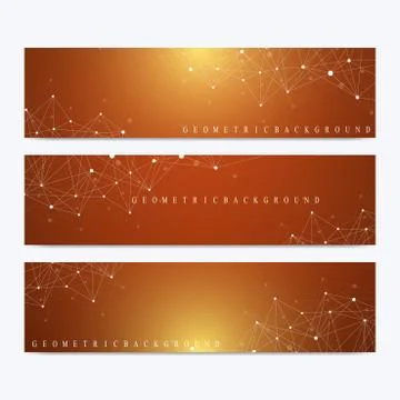 Modern set of vector banners. Geometric abstract presentation. Molecule DNA and Stock Illustration