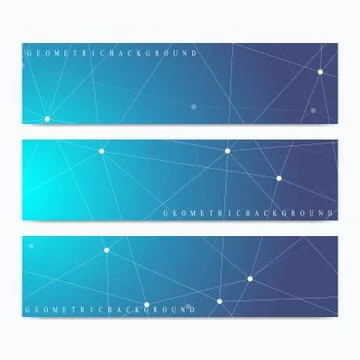 Modern set of vector banners. Geometric abstract presentation. Molecule DNA and Stock Illustration
