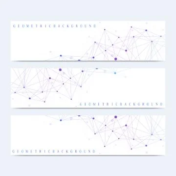 Modern set of vector banners. Geometric abstract presentation. Molecule DNA and Illustrazione stock