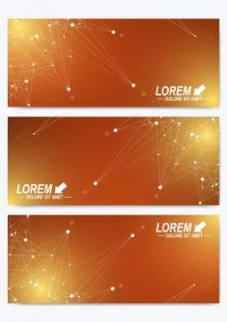 Modern set of vector banners. Geometric abstract presentation. Molecule DNA and Stock Illustration