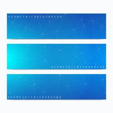 Modern set of vector banners. Geometric abstract presentation. Molecule DNA and Stock Illustration