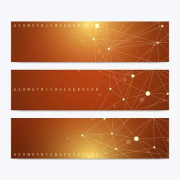 Modern set of vector banners. Geometric abstract presentation. Molecule DNA and Illustrazione stock