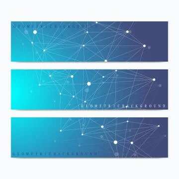 Modern set of vector banners. Geometric abstract presentation. Molecule DNA and Illustrazione stock