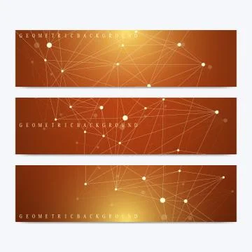 Modern set of vector banners. Geometric abstract presentation. Molecule DNA and Illustrazione stock