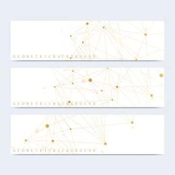 Modern set of vector banners. Geometric abstract presentation. Molecule DNA and Stock Illustration