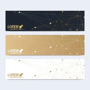 Modern set of vector banners. Geometric abstract presentation. Molecule DNA and Illustrazione stock