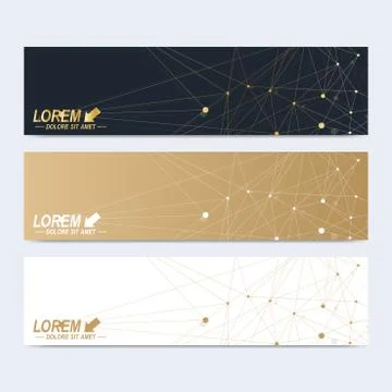 Modern set of vector banners. Geometric abstract presentation. Molecule DNA and Stock-Illustration