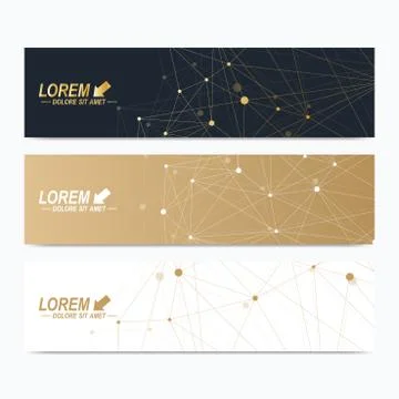 Modern set of vector banners. Geometric abstract presentation. Molecule DNA and Illustrazione stock