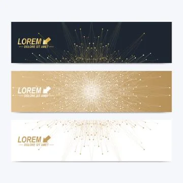 Modern set of vector banners. Geometric abstract presentation. Molecule DNA and Illustrazione stock