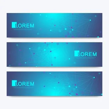 Modern set of vector banners. Geometric abstract presentation. Molecule DNA and Stock Illustration