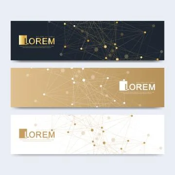 Modern set of vector banners. Geometric abstract presentation. Molecule DNA and Illustrazione stock