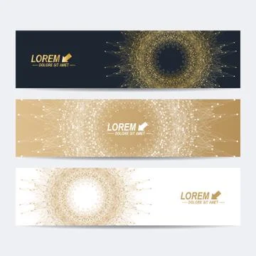 Modern set of vector banners with golden mandala Stock Illustration