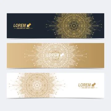 Modern set of vector banners with golden mandala Stock Illustration