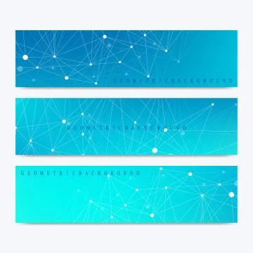 Modern set of vector banners. Modern stylish polygonal pattern with connected Stockillustratie