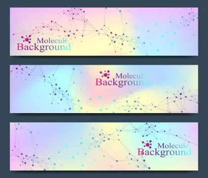 Modern set of vector banners. Molecule DNA and communication background for Illustrazione stock