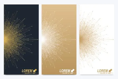 Modern set of vector flyers. Geometric abstract presentation. Molecule and Stock Illustration