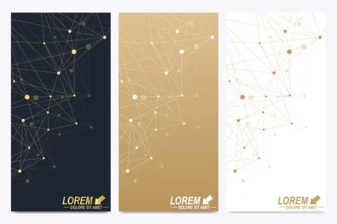 Modern set of vector flyers. Geometric abstract presentation. Molecule and Stock Illustration