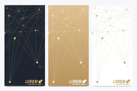 Modern set of vector flyers. Geometric abstract presentation. Molecule and Stock Illustration