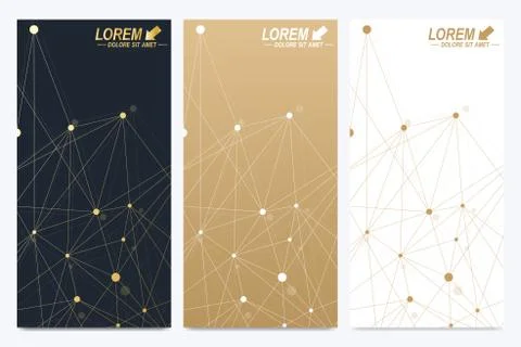 Modern set of vector flyers. Geometric abstract presentation. Molecule and Stock Illustration