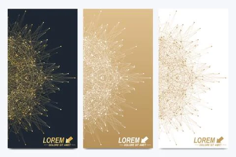 Modern set of vector flyers. Geometric abstract presentation. Molecule and 스톡 일러스트