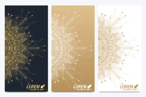 Modern set of vector flyers. Geometric abstract presentation. Molecule and Stock Illustration