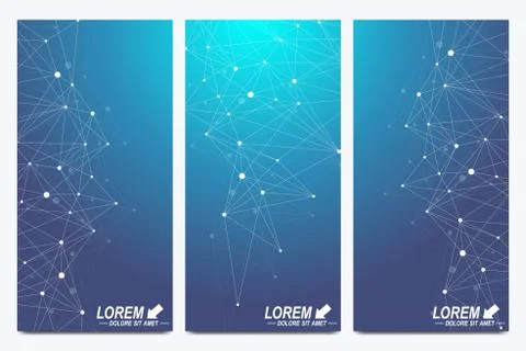 Modern set of vector flyers. Modern stylish polygonal pattern with connected Illustrazione stock
