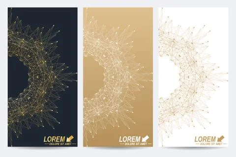 Modern set of vector flyers. Molecule and communication background. Geometric Stock Illustration