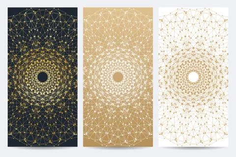 Modern set of vector flyers. Molecule and communication background. Geometric Stock Illustration