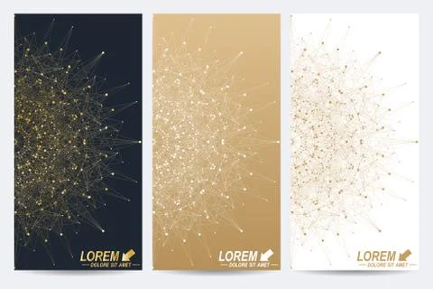Modern set of vector flyers. Molecule and communication background. Geometric Stock Illustration