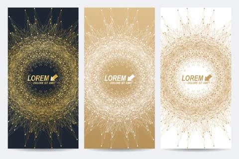 Modern set of vector flyers. Molecule and communication background. Geometric Stock Illustration