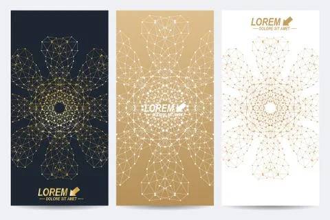 Modern set of vector flyers. Molecule and communication background. Geometric Illustrazione stock