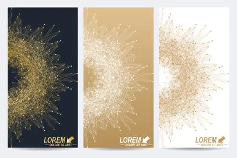 Modern set of vector flyers. Molecule and communication background. Geometric Stock Illustration