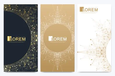 Modern set of vector flyers. Molecule and communication background. Geometric Stock Illustration