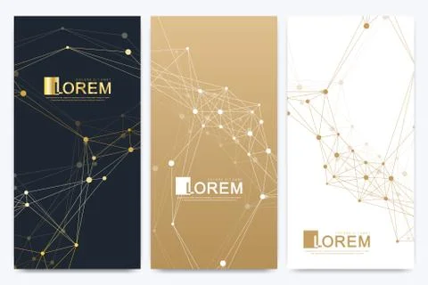 Modern set of vector flyers. Molecule and communication background. Geometric Stock Illustration