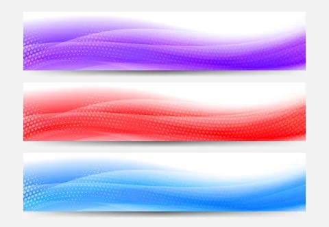A modern set of vector Web Banner Header with Flowing Abstract Background Stock Illustration