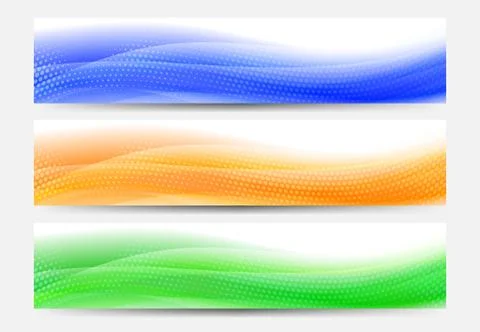 A modern set of vector Web Banner Header with Flowing Abstract Background Stock Illustration