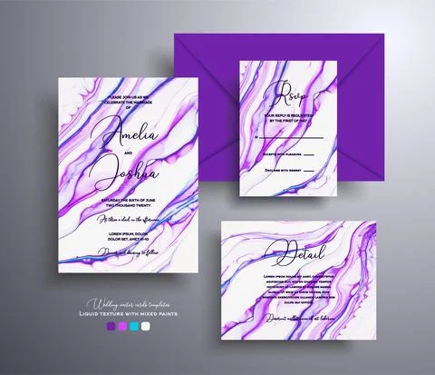 Modern set of wedding invitations with stone pattern. Mineral vector cards with Ilustração Stock
