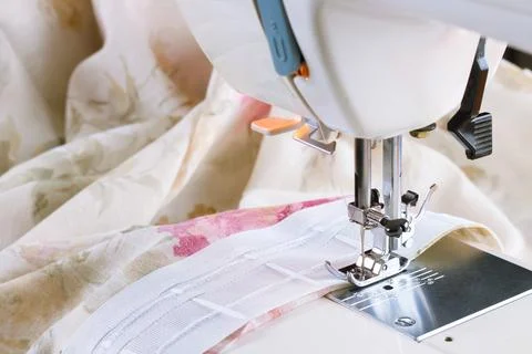 Modern sewing machine, sewing process Stock Photos