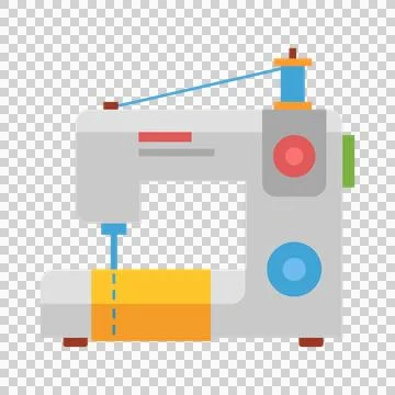 Modern sewing machine stitching fabric with thread Illustrazione stock