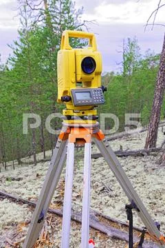 Modern shabby electronic total station Stock Photos