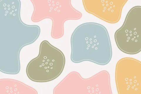 Modern Shape Doodle Hand Drawn Pastel Color with Circles and Dashed Lines B.. Illustrazione stock