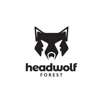 Modern shape head face wolf black logo design vector graphic symbol icon il.. Ilustración de archivo