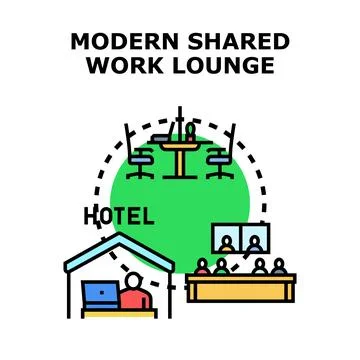 Modern shared work lounge concept vector design Stock Illustration