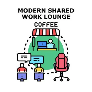 Modern shared work lounge concept illustrating collaboration Stock Illustration