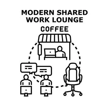 Modern shared work lounge concept illustrating collaboration 스톡 일러스트
