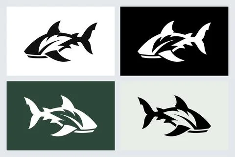 Modern Shark Logo Icon Vector Set Stock Illustration