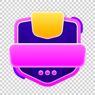 Modern shield badge emblem template with vibrant pink and yellow colors for.. Stock Illustration