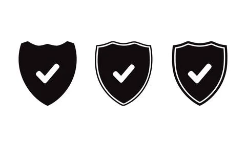 Modern Shield Check Mark Security Icon Set Vector Collection Illustrazione stock
